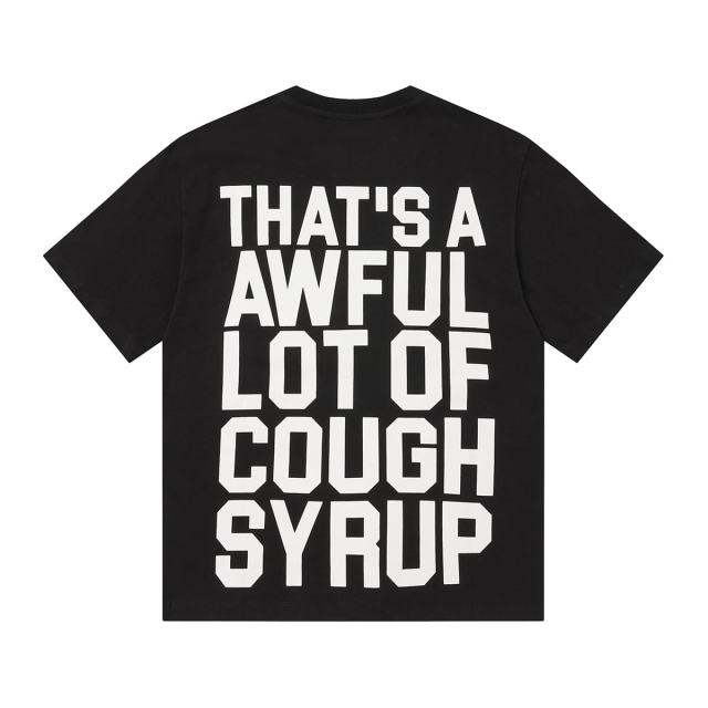 Cough Syrup Asaali Retro Magazine Clipping Collage Figure Front Back Bold Slogan Oversized Tee 29288682