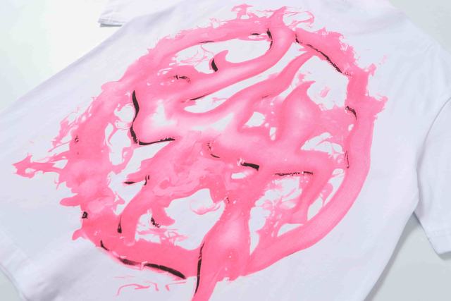 Cough Syrup Horror Teeth Portrait Print Back Irregular Flame Circle Demon Logo Double Sided Print Tee 2 colors 29304000