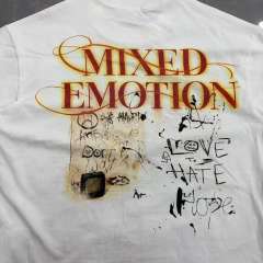 Mixed Emotion Vintage Graffiti Mask Wing Telegram Print T-shirt 29370450