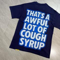 Cough Syrup West Coast Casual Fashion Solid Navy Blue Laid Back Tiger Mascot Pour Syrup Graffiti Bubble Font Print T-Shirt 29344147