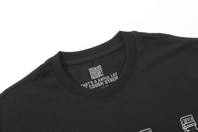 Cough Syrup Four Outline Syrup Bottles Pink Polka Dot Liquid Level Front Half Pink Dot Filled Stacked Slogan Tee 2 colors 29290183