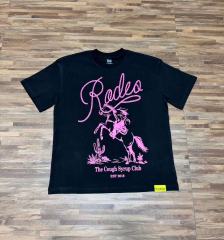 Cough Syrup Pink Line Rodeo Cowboy Cactus Club EST 2018 Front Bold Stacked Letter Tee 29290090