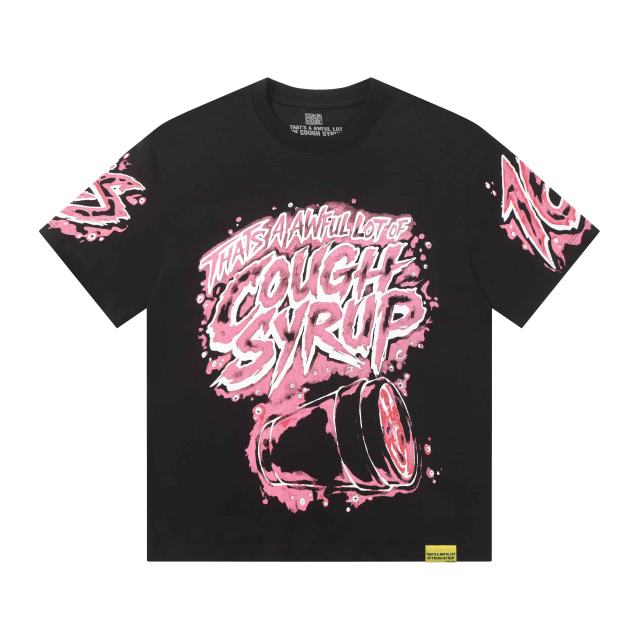 Cough Syrup Pink Splatter Graffiti Cup Front Back Double Sided Print Tee 2 colors 29290023