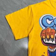 Cough Syrup Y2K Relax Street Bright Yellow Background Cartoon Honey Bear Purple Syrup Dripping Liquid Art Print T-Shirt 29344143