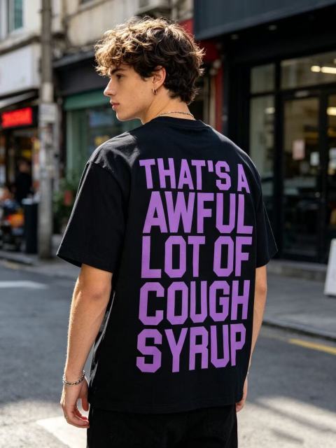Cough Syrup Purple Faded Grainy DJ Screw Tribute RIP Memorial Persona Gothic Font Portrait Graphic Print Tee 29303823