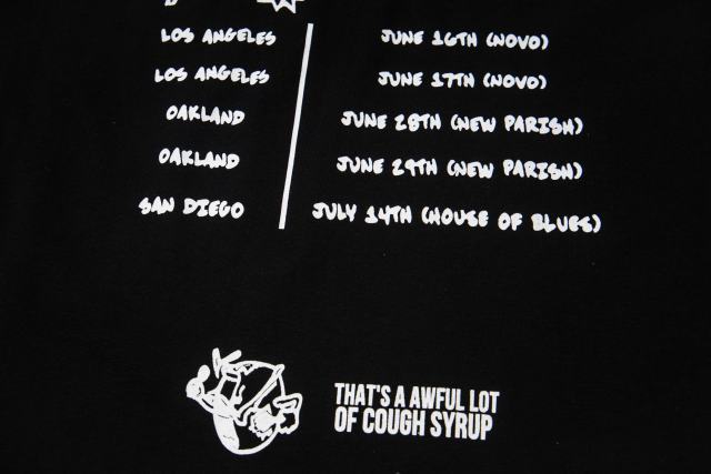 Cough Syrup 03 Greedo Tour Drip Font Purple Tint Portrait Front Concert City Venue Schedule Text Print Tee 29303881