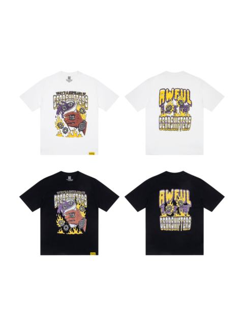 Cough Syrup Grunge Streetwear Mechanic Hand Cup Gear Flame Gothic Letter Print Back Stacked 3D Outline Gearshifters Slogan Graphic Oversized T-Shirt 2 colors 29343893