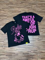 Cough Syrup Pink Line Rodeo Cowboy Cactus Club EST 2018 Front Bold Stacked Letter Tee 29290090