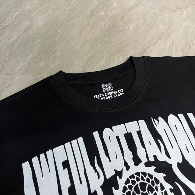 Cough Syrup Retro Festival Streetwear Black Base Oriental Dragon Line Drawing Gothic Typography Music Tour Print T-Shirt 29344175