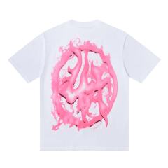 Cough Syrup Horror Teeth Portrait Print Back Irregular Flame Circle Demon Logo Double Sided Print Tee 2 colors 29304000