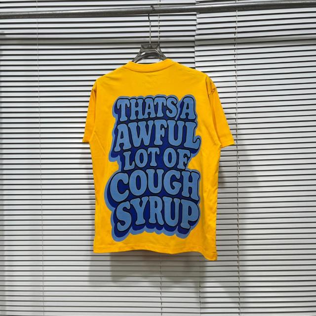 Cough Syrup Y2K Relax Street Bright Yellow Background Cartoon Honey Bear Purple Syrup Dripping Liquid Art Print T-Shirt 29344143