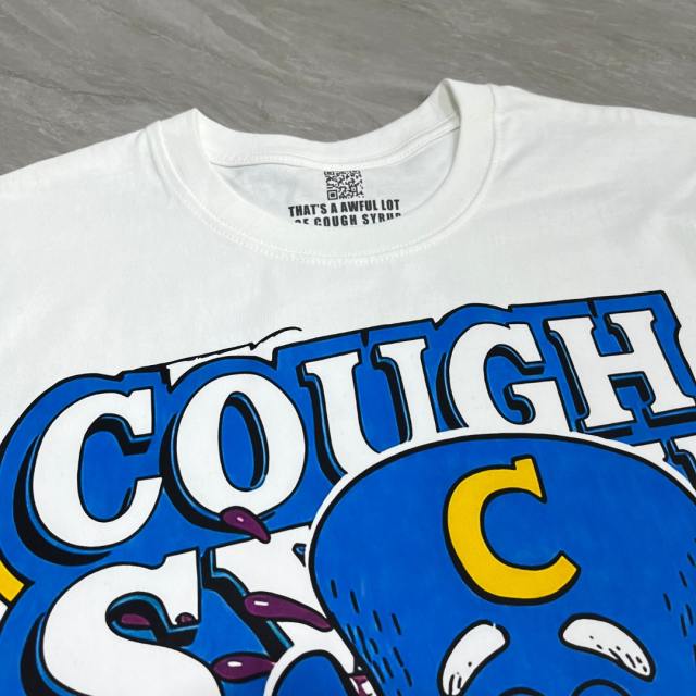 Cough Syrup Cartoon Hip Hop Streetwear Front Captain Character Pouring Purple Syrup Bowl Bottle Chain 3D Outline Letter Graphic Oversized T-Shirt 2 colors 29344019