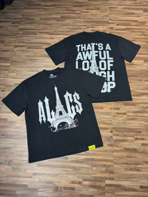 Cough Syrup Sketch Texture Eiffel Tower ALCS Gothic Letter Front Embedded Tower Stacked Slogan Tee 2 colors 29290147