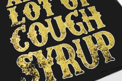 Cough Syrup Vertical Stacked Pharmacy Words Front Large Faded Gold Block Letter Slogan Print Tee 29303867