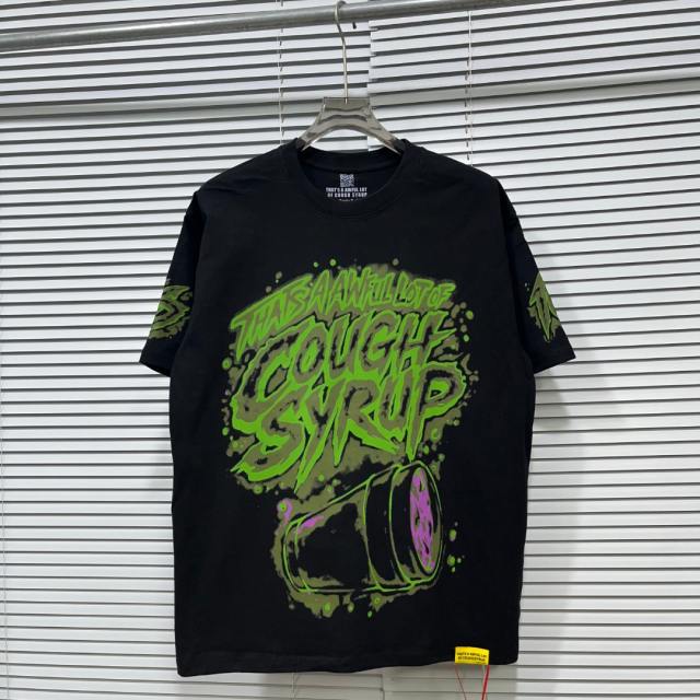 Cough Syrup Dark Grunge Streetwear Front Splatter Paint Toxic Green Jagged Graffiti Letter Overturned Cup Purple Liquid Print Oversized T-Shirt 29343950
