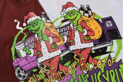 Cough Syrup Christmas Hip Hop Cartoon Grinch Lowrider Car Graphic Front Bubble Outline Stacked Slogan Tee 2 colors 29302084