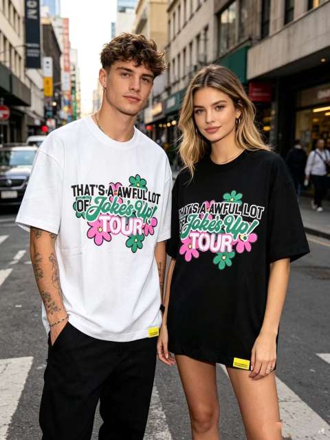 Cough Syrup Jokes Up Tour Daisy Floral Double Sided Letter Print Oversized Tee 2 colors 29288637