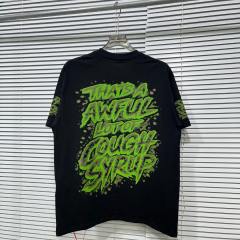 Cough Syrup Dark Grunge Streetwear Front Splatter Paint Toxic Green Jagged Graffiti Letter Overturned Cup Purple Liquid Print Oversized T-Shirt 29343950