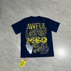Cough Syrup Retro State Pride Streetwear Distressed Crack Font Mechanical Gear Michigan Outline Map Dual Side Print T-Shirt 3 colors 29344200