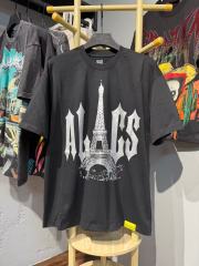 Cough Syrup Sketch Texture Eiffel Tower ALCS Gothic Letter Front Embedded Tower Stacked Slogan Tee 2 colors 29290147