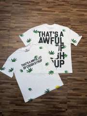 Cough Syrup Scattered Leaf All Over Print Front Small Slogan Back Big Stacked Text Tee 2 colors 29288645