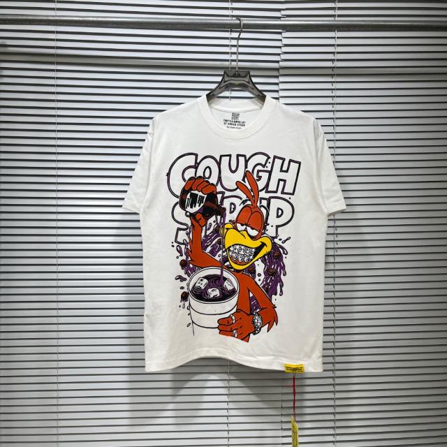 Cough Syrup Retro Cartoon Streetwear Bright White Tone Hip Hop Rooster Character Syrup Bottle Splashing Liquid Vintage Graffiti Art Print T-Shirt 29344157