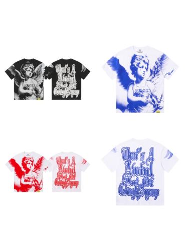 Cough Syrup Sketch Cupid Angel Tattoo Detail Front Gothic Stacked Cursive Slogan Back Tee 4 colors 29290017