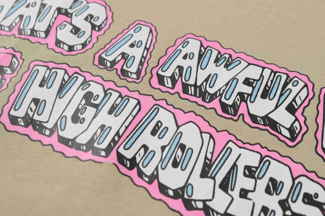 Cough Syrup Bubble 3D Outline Letter High Rollers Poker Chip Utility Pole Cartoon Graphic Double Side Tee 29303799