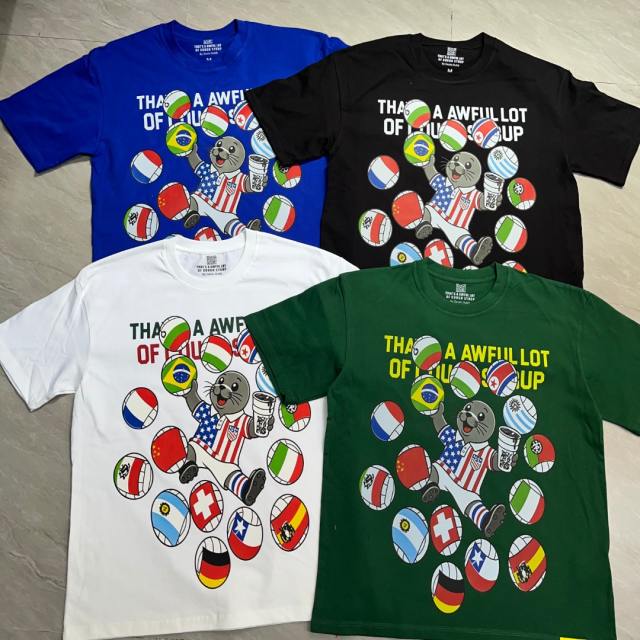 Cough Syrup Cartoon Streetwear Front Cute Us Jersey Sea Lion Multinational Country Flag Football Ball Slogan Print T-Shirt 4 colors 29343108
