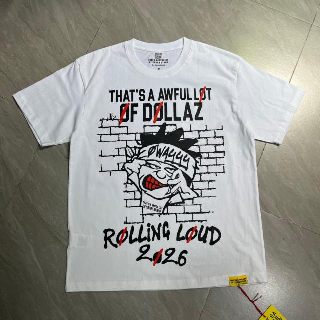 Cough Syrup 0s Grunge Hip Hop Streetwear Solid White Brick Wall Background Cartoon Face Graffiti Red Strike Through Text T-Shirt 29344169