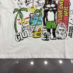 Mixed Emotion Beach Cartoon Cat Graffiti Surf Print T-shirt 29370503