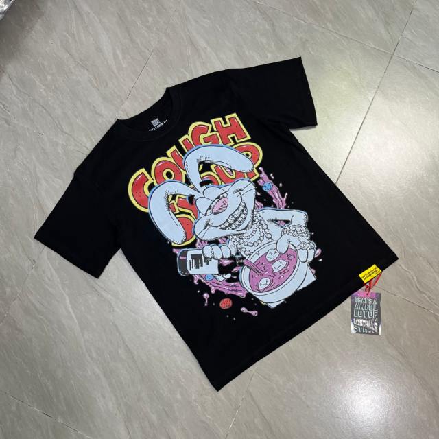 Cough Syrup West Coast Casual Fashion Front Laid Back Cartoon Rabbit Hip Hop Jewelry Syrup Pouring Graffiti Bubble Letter Print 2 colors T-Shirt 29344059