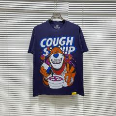 Cough Syrup West Coast Casual Fashion Solid Navy Blue Laid Back Tiger Mascot Pour Syrup Graffiti Bubble Font Print T-Shirt 29344147