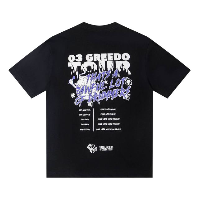 Cough Syrup 03 Greedo Tour Drip Font Purple Tint Portrait Front Concert City Venue Schedule Text Print Tee 29303881