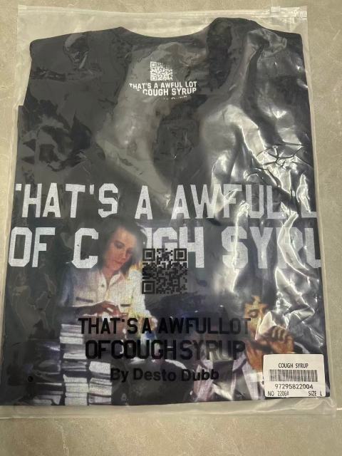 Cough Syrup Movie Scene Two Characters Stacked Cash Portrait Photo Asaali Cursive Signature Contrast Double Slogan Tee 29303852