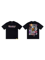 Cough Syrup Y2K Modern Street Front Tiny Star Accent Multicolor Letter Back Big Mixed Color Stacked Text Print T-Shirt 29345354