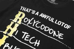 Cough Syrup Vertical Stacked Pharmacy Words Front Large Faded Gold Block Letter Slogan Print Tee 29303867