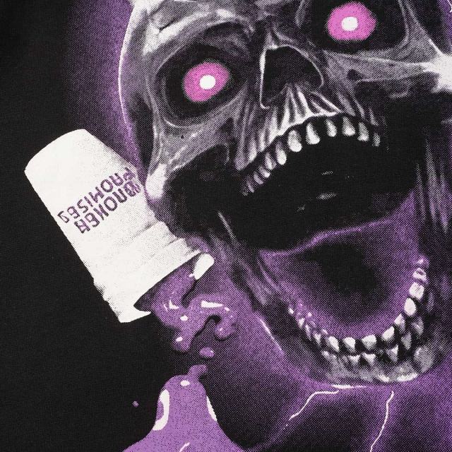 Cough Syrup Two Purple Eye Skull Lightning Front Snake Ring Background Dripping Graffiti Text Print Tee 2 colors 29290122