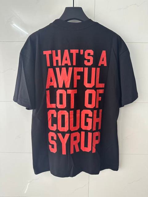 Cough Syrup Red Hue Grim Reaper Group Portrait Gothic Death Letter Front Large Orange Bold Block Slogan Print Tee 29303887