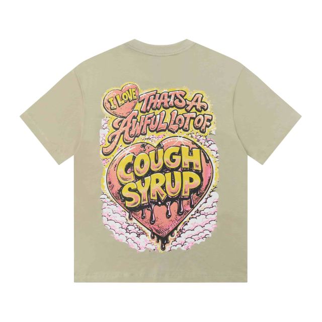 Cough Syrup Comic Cupid Heart Element Front Back Drip Text Slogan Printed Tee 29290026