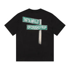 Cough Syrup Hip Hop Streetwear Street Vendor Figure Print Back Split Text Street Sign Design Tee 2 colors 29288641