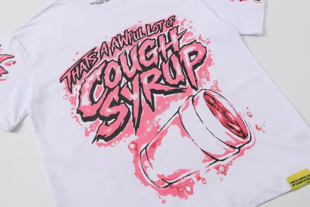 Cough Syrup Pink Splatter Graffiti Cup Front Back Double Sided Print Tee 2 colors 29290023