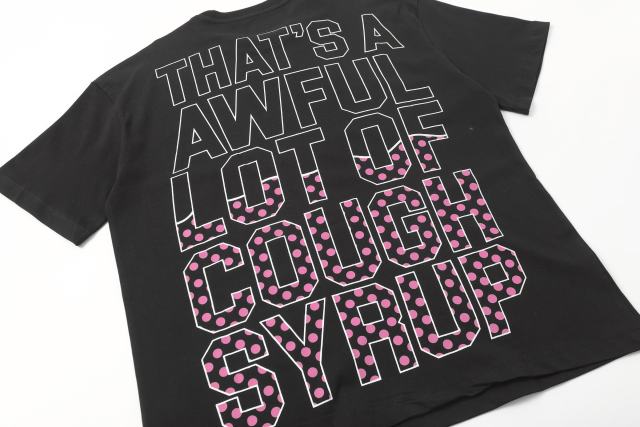 Cough Syrup Four Outline Syrup Bottles Pink Polka Dot Liquid Level Front Half Pink Dot Filled Stacked Slogan Tee 2 colors 29290183