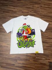 Cough Syrup Christmas Hip Hop Cartoon Grinch Lowrider Car Graphic Front Bubble Outline Stacked Slogan Tee 2 colors 29302084