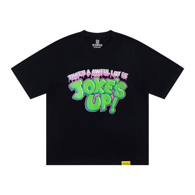 Cough Syrup Cartoon Retro Streetwear Front Green Pink Outline Melting Bubble Joke’s Up Slogan Print Back Large Top Hat R Filled Repeat Logo Graphic Oversized T-Shirt 29343926
