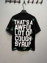 Cough Syrup Scattered Leaf All Over Print Front Small Slogan Back Big Stacked Text Tee 2 colors 29288645