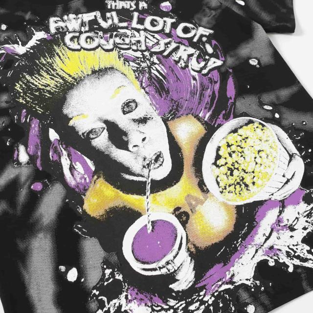 Cough Syrup Trippy Purple Liquid Splash Vortex Graphic Two Sided Print Black Spiral Tie Dye Unisex Tee 29303783