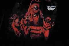 Cough Syrup Red Hue Grim Reaper Group Portrait Gothic Death Letter Front Large Orange Bold Block Slogan Print Tee 29303887