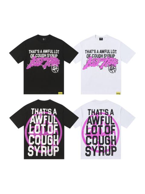 Cough Syrup Pink Graffiti Typography Dual Line Front Circular Frame Grunge Text Print Tee 2 colors 29303963