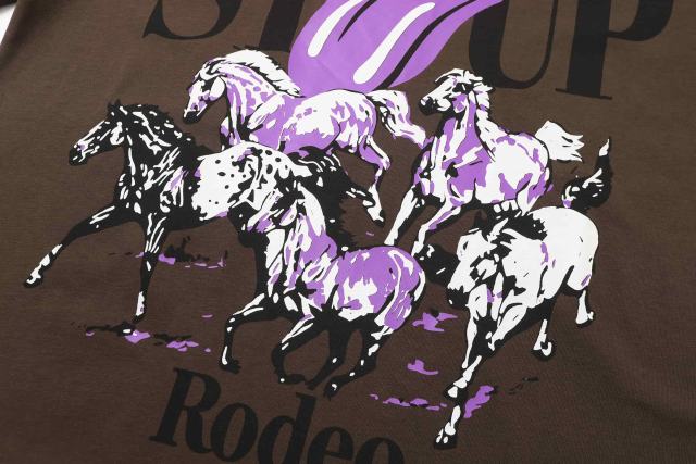 Cough Syrup Running Horses Purple Tongue Split Letter Front Full Stacked Slogan Back Tee 2 colors 29290051